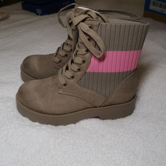 Aerosoles Sirie Kids Chelsea Ankle Fashion Boots Taupe Girls Size 1 Knit Pink - Picture 7 of 13
